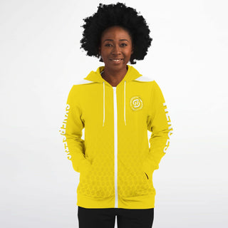 Womens Zip-Up Hoodie - Yellow Sun - Synergetic Heroes