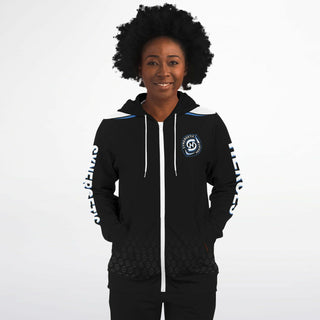 Womens Zip-Up Hoodie - Obsidian Black - Synergetic Heroes