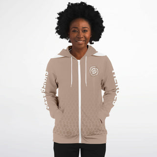 Womens Zip-Up Hoodie - Taupe Stone - Synergetic Heroes