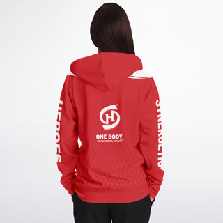 Womens Zip-Up Hoodie - Fire Red - Synergetic Heroes