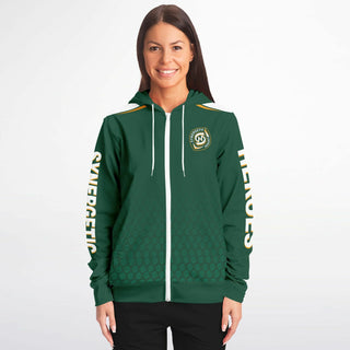 Womens Zip-Up Hoodie - Emerald Green - Synergetic Heroes