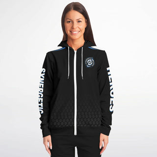 Womens Zip-Up Hoodie - Obsidian Black - Synergetic Heroes