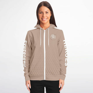 Womens Zip-Up Hoodie - Taupe Stone - Synergetic Heroes