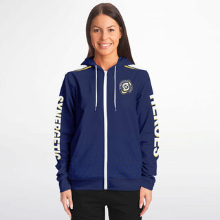 Womens Zip-Up Hoodie - Midnight Blue - Synergetic Heroes