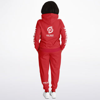 Womens Lettered Hoodie & Jogger - Fire Red - Synergetic Heroes