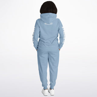 Womens Hoodie & Lettered Jogger - Angel Blue