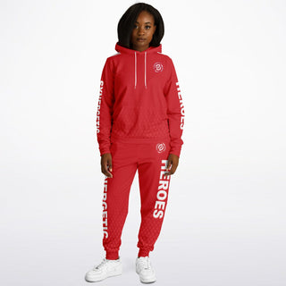 Womens Lettered Hoodie & Jogger - Fire Red - Synergetic Heroes