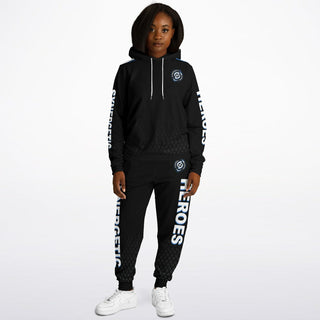 Womens Lettered Hoodie & Jogger - Obsidian Black - Synergetic Heroes