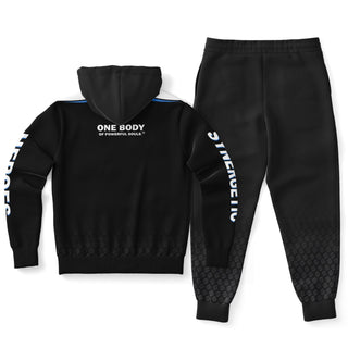 Womens Hoodie & Emblem Jogger - Obsidian Black