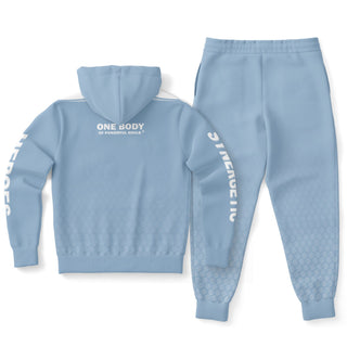 Womens Hoodie & Lettered Jogger - Angel Blue