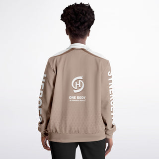 Womens Track Jacket - Taupe Stone - Synergetic Heroes